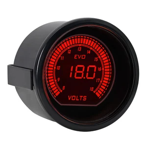 2" 52MM EVO BLUE/RED VOLT VOLTAGE 8-18V DIGITAL LED LIGHT GAUGE METER UNIVERSAL - Picture 1 of 11