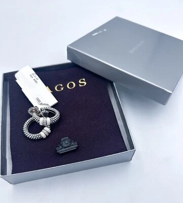 New w/ Tags Lagos Caviar White Ceramic 14k Sterling Silver Earrings $1000 Retail - Image 1 of 4