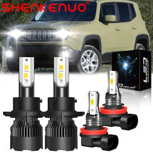 For Jeep Renegade 2015-2022 Full Front LED Headlight Fog Light Bulbs Upgrade Kit - Picture 1 of 11