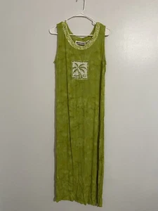 Mirror Image Maxi Dress Womens Medium Green Palm Tree Sleeveless Rayon Cp37 - Picture 1 of 9