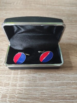 Gemelos Vintage Rojo Azul Esmalte Estuche Original Antiguo Elegante Diseño Foto 1 de 4