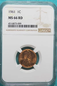 1961 NGC MS66 RD Lincoln Memorial Cent #A9212 - Picture 1 of 2