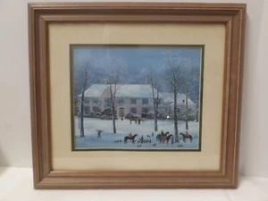 "Michel Delacroix La Chasse d' Hiver estampado de bellas artes enmarañado y enmarcado 17"" x 15" - Imagen 1 de 9