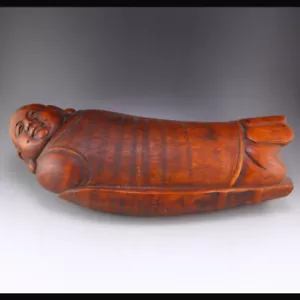 Vintage Chinese Bamboo Carved Buddha Statue - Picture 1 of 7