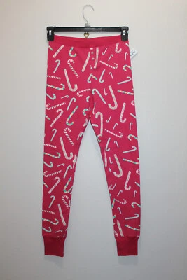 OLD NAVY WOMENS THERMAL PAJAMA LEGGINGS CANDY CANES DEEP MAGENTA PINK MLT SIZE S - Image 1 of 3