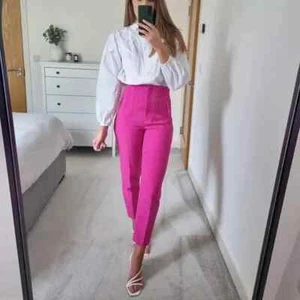 Zara Knöchelhose Hose Rosa FUCHSIA Damen Gr. XL Plissee Neu - Bild 1 von 9