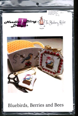 The Blackberry Rabbit Bluebirds Berries and Bees Basket etc Cross Stitch Pattern - Image 1 of 3