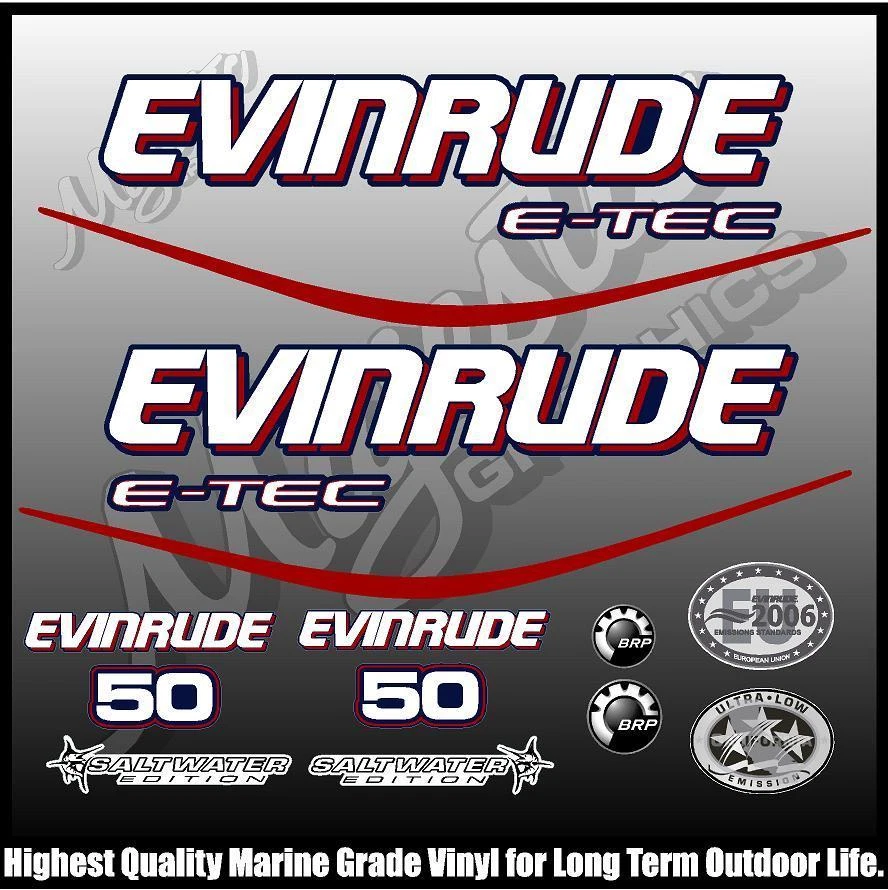 EVINRUDE 50 hp - ETEC - BLUE MOTOR - OUTBOARD DECALS - image 1 of 1