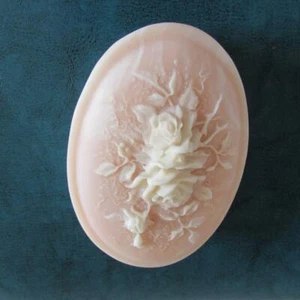 Vintage INCOLAY STONE Rose Design Trinket Dish w/Lid (EUC) - Picture 1 of 1