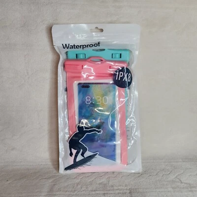 Juego de 2 fundas/bolsas impermeables para teléfono Weuiean rosa y como nuevo con cordones  Foto 1 de 4