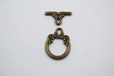 Vine Scroll Swirl Toggle Clasp Antique Brass Tone - Image 1 of 4