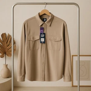 Camisa tejida con botones GAP para hombre - manga larga, talla XXL, marrón patrón - Imagen 1 de 9