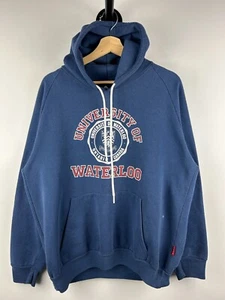 Vintage 80s University Of Waterloo Navy Hoodie Size XL - Bild 1 von 7