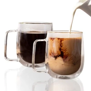 Double-Wall Insulated Glass Coffee/Tea Mugs (Set of 2, 10oz / 300ml) - Picture 1 of 6