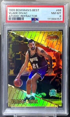 (/100) Vlade Divac 1999-00 Bowman's Best #68 Atomic Refractor Kings Raro PSA Foto 1 de 2