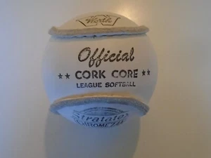 Vintage Worth Stratatex Official Leather Softball Prop cork core chrome tan - Picture 1 of 4