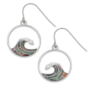 Surf Wave Earrings with Natural Paua Shell by Tide. Gift box incl. - Picture 1 of 2