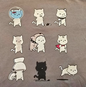 Ladies Gray T-Shirt Nine Lives of Cats, Comical, Size L - Picture 1 of 2