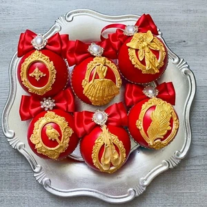 6 Christmas tree red gold ornament fairy tale ballerina decor ballet slippers - Picture 1 of 7