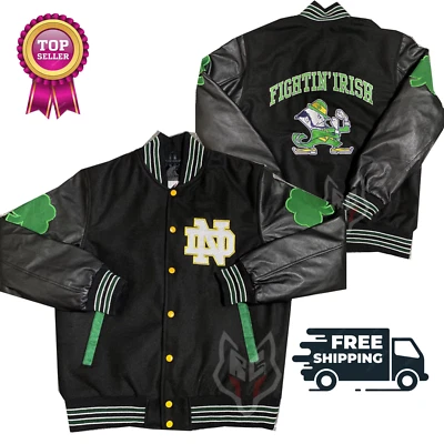 Hombres Notre Dame Lucha Irlandesa Chaqueta Negra Fútbol Chaqueta DDP Tarif EE. UU. Pagado  Foto 1 de 4