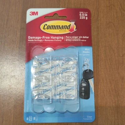 Command Damage Free Hanging Mini Hooks Clear 17006CLR- 6 Count - Image 1 of 2