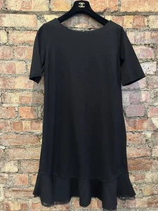 Stella McCartney Black Stretchy Shift Dress Short Sleeves Pockets LBD  It 46 14 - Picture 1 of 18