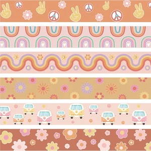 69Ft Groovy Bulletin Board Borders 60 Sheets Boho Straight Border Strips Retr... - Bild 1 von 9