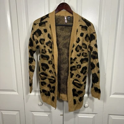 Cardigã feminino Love by Design M estampa de leopardo bronzeado frente aberta boho outono camadas - Imagem 1 de 4