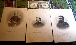 1873 Lot von 3 Bürgerkriegshelden von Connecticut Stiche Drucke John Sartain etc. - Bild 1 von 12