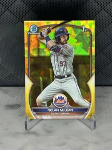 Nolan McLean 2023 Bowman Draft Sapphire 1st Bowman Chrome Yellow Refractor /75 - Picture 1 of 10