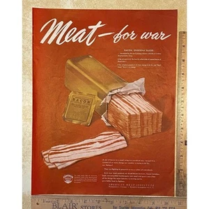 Vintage Print Ad Meat for War Canned Bacon Overseas Sliced Chicago 13.5" x 10.5" - Picture 1 of 1