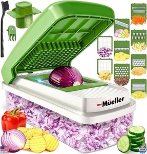 Vegetable Chopper Mandoline Slicer, Dicer & Grater with Container - White/Grey - Picture 1 of 1