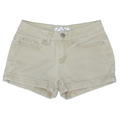 Pantalones Cortos No Boundaries Beige Juniors Talla 7 Tiro Bajo Chino Puños 2.25" Caqui Informal Foto 1 de 4