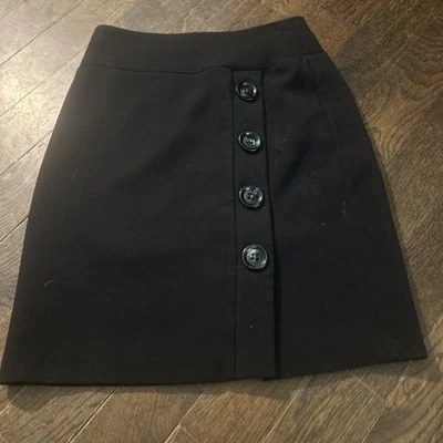 Falda lápiz vintage Talbots cintura alta negra con botones laterales forrada talla 6 elástica Foto 1 de 4