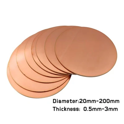 Thick 0.5~3mm Ø20~200mm T2 Solid Round Pure Copper Metal Discs BLANK DISCS COPPE Foto 1 de 4