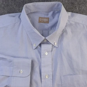 Gitman Bros Dress Shirt 19 34 B Blue Check Button Down Cotton Pocket - Picture 1 of 11
