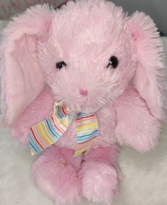 Peluche Wal Mart Inc 10" rosa coniglietto coniglietto con fiocco - Foto 1 di 3
