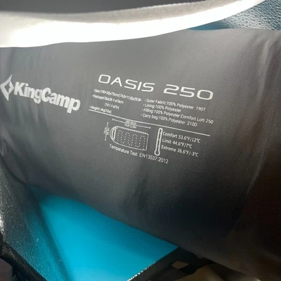 Saco de dormir KingCamp Oasis 250 poliéster cinza 44 graus - Imagem 1 de 4