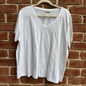 Eileen Fisher Damen 68 $ Bio-Baumwolle Slub V-Ausschnitt T-Shirt weiß Größe XL - Bild 1 von 7