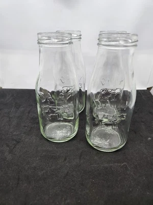 Country Milk Bottles Set Of 4 Drinking Glasses Home Kitchen Dairy Cow Jar - Image 1 of 4