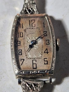 Reloj Vintage Art Deco Lucerna Damas 12K GF Filigrana Banda Zafiros - Imagen 1 de 24