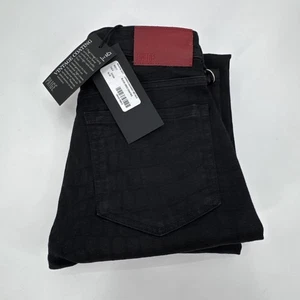 Pantalones de mezclilla ajustados Paige LENNOX X Hackney nuevos con etiquetas, revestimiento de cocodrilo negro talla 28 - Imagen 1 de 10