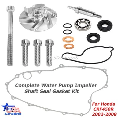 Complete Water Pump Impeller Shaft Seal Gasket Kit For Honda CRF450 R 2002-2008 - Image 1 of 4