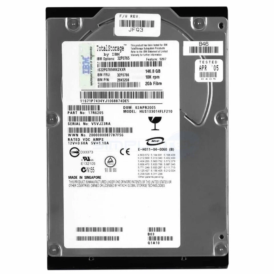 Hitachi HUS103014FLF210 Hard Disk FC Fibre Channel 146.8GB 10RPM Disco Rigido - Image 1 of 1