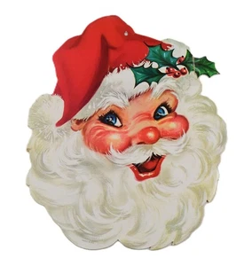 VINTAGE JOLLY SANTA CUT OUT DECORATION USA 15" X 12.5" - Picture 1 of 5