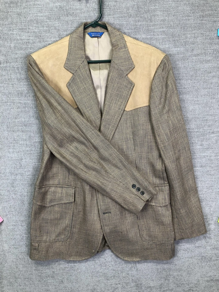 Vintage Pendleton Blazer Mens 42 Long Western Wool Suede Yoke Jacket USA 80s - Image 1 of 4