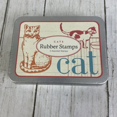 Estampillas de goma de gatos Cavallini & Co. - lata de 3 piezas - relleno de medias NUEVO Foto 1 de 4