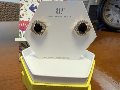 "Серьги ER14250 ""Сказки, рассказанные временем"" для вечеринки с бомбой оригинальные черный оникс на золоте" - Изображение 1 из 2