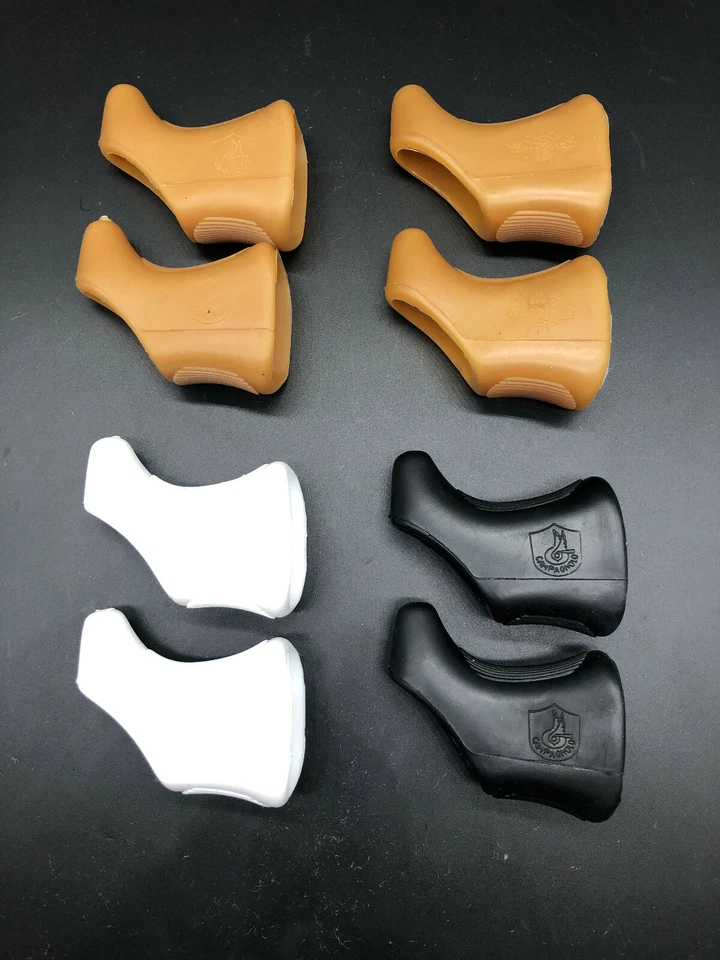 VINTAGE CAMPAGNOLO RECORD RUBBER BRAKE LEVERS HOODS PARA/WHITE/BLACK NOS SUPER