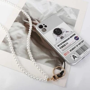Pearl Beaded Phone Lanyard Mobile Phone Chain Phone Straps Phone Neck Straps - Zdjęcie 1 z 12